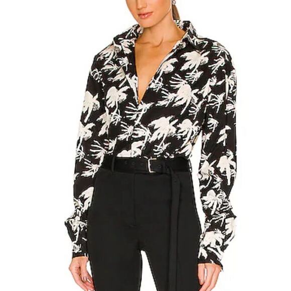 Revolve R+A Sierra Palm Shirt Women Size Small‎ Button Up Black White Oversized - Picture 1 of 7